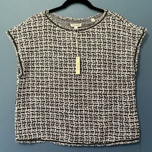 Max Stupid London NWT Tweed Checkered Black & White Top Size Large